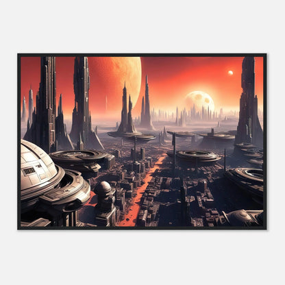 Gerahmtes Premium-Poster -Futuristische Welt- Digitaler Stil, KI-Kunst - RolConArt, Sci-Fi, 70x100-cm-28x40-Schwarzer-Rahmen