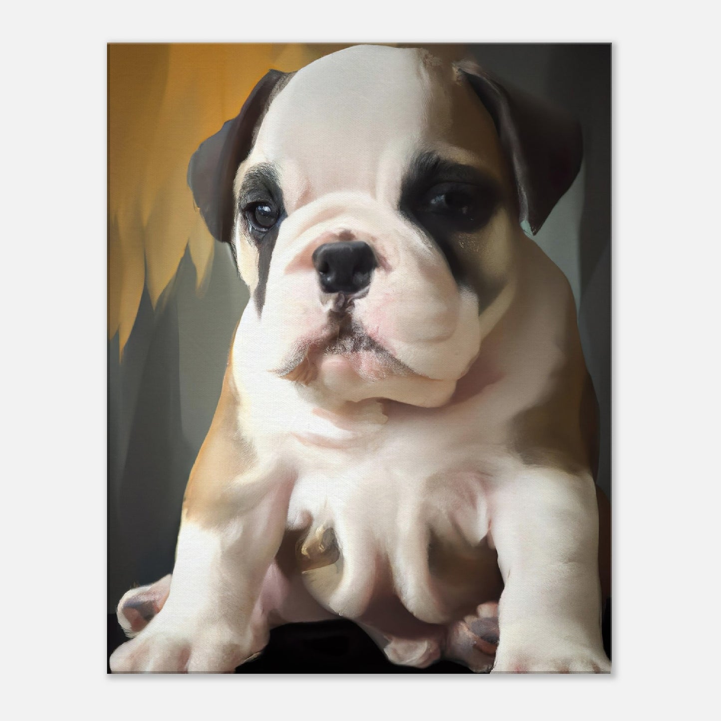 Leinwandbild - Englische Bulldogge - Malerischer Stil, KI-Kunst - RolConArt, Malerischer Stil - Tiere, 60x75-cm-24x30