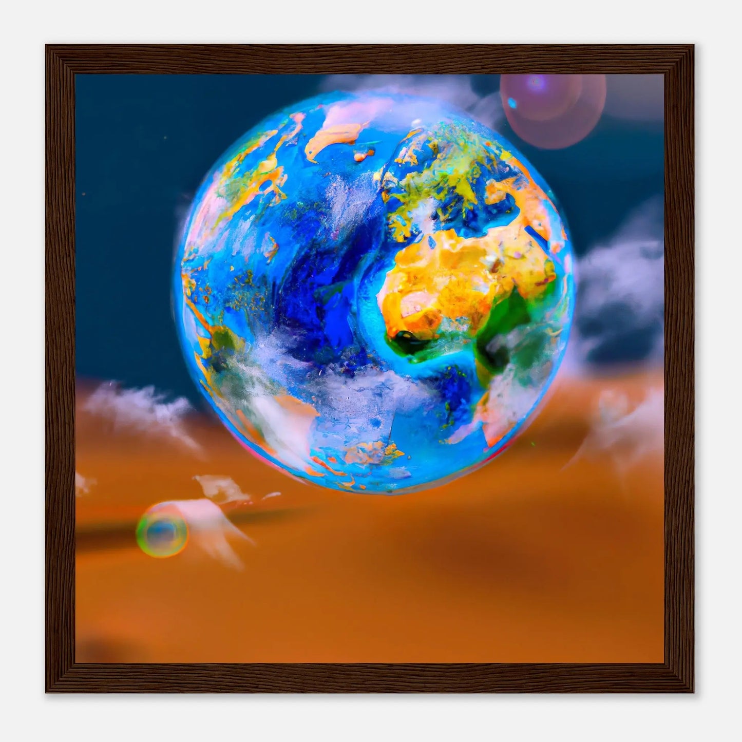 Gerahmtes Premium-Poster - Planet - Digitaler Stil, KI-Kunst - RolConArt, Sci-Fi, 30x30-cm-12x12-Dunkles-Holz