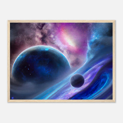 Gerahmtes Premium-Poster - Planet, Weltraum - Digitaler Stil, KI-Kunst - RolConArt, Sci-Fi, 45x60-cm-18x24-Holz