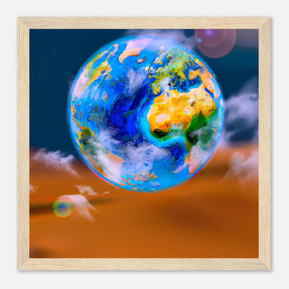 Gerahmtes Premium-Poster - Planet - Digitaler Stil, KI-Kunst - RolConArt, Sci-Fi, 30x30-cm-12x12-Holz