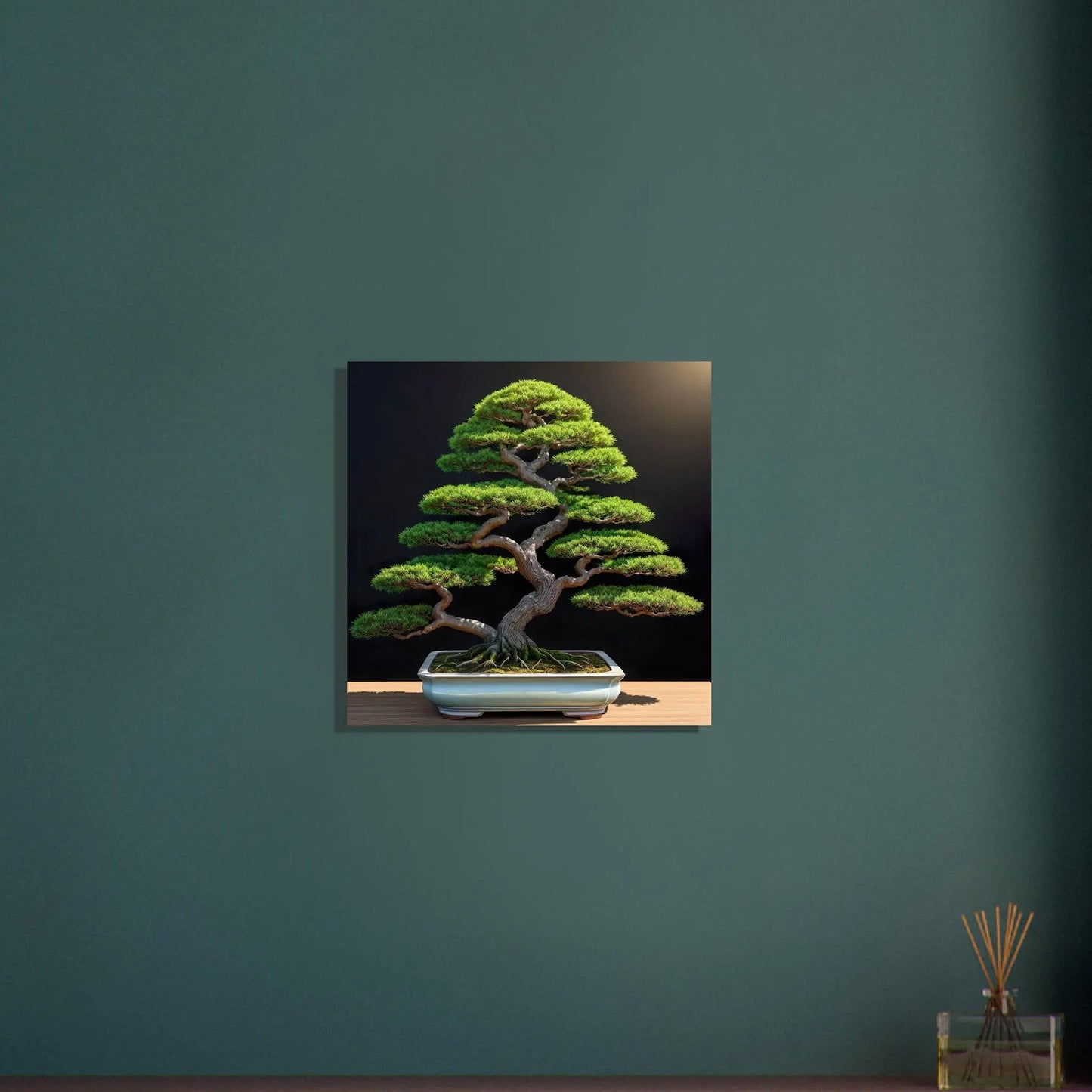 Aluminiumdruck - Bonsai - Foto Stil, KI-Kunst - RolConArt, Pflanzen, 50x50-cm-20x20