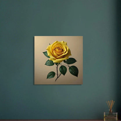 Aluminiumdruck - Gelbe Rose - Foto Stil, KI-Kunst - RolConArt, Pflanzen, 60x60-cm-24x24