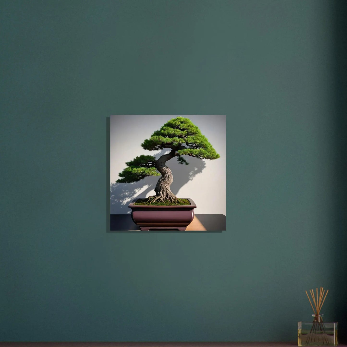 Aluminiumdruck - Bonsai - Foto Stil, KI-Kunst - RolConArt, Pflanzen, 50x50-cm-20x20