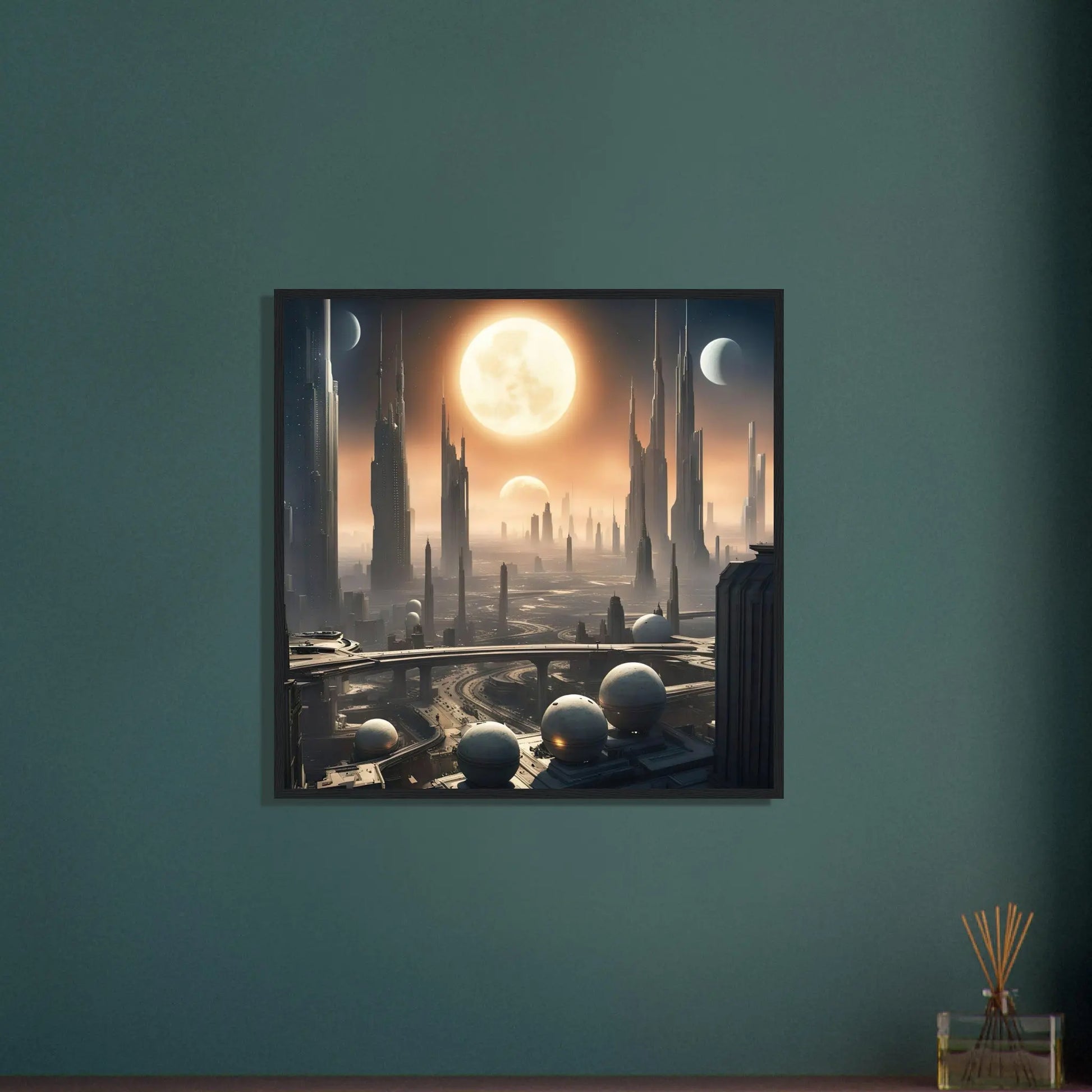 Gerahmtes Premium-Poster -Futuristische Welt- Digitaler Stil, KI-Kunst - RolConArt, Sci-Fi, 