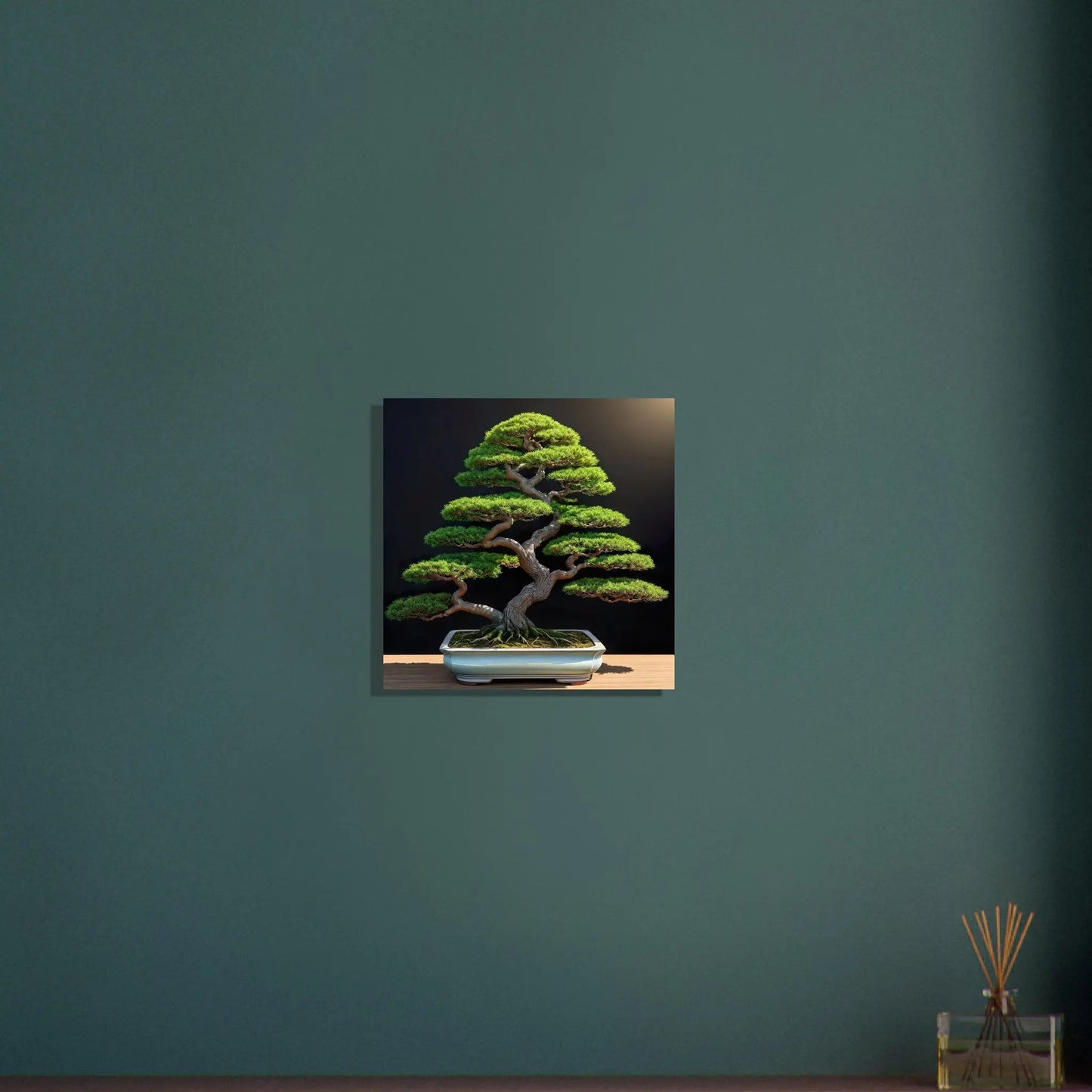 Aluminiumdruck - Bonsai - Foto Stil, KI-Kunst - RolConArt, Pflanzen, 40x40-cm-16x16