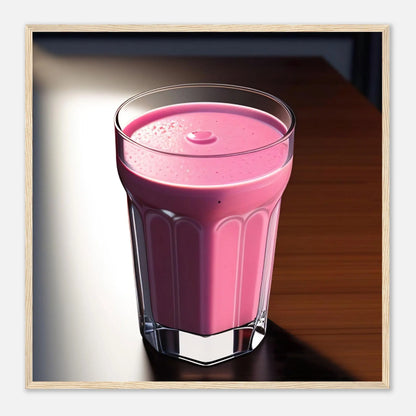 Gerahmtes Premium-Poster - Smoothie im Glas - Foto Stil, KI-Kunst - RolConArt, Kreative Vielfalt, 70x70-cm-28x28-Holzrahmen