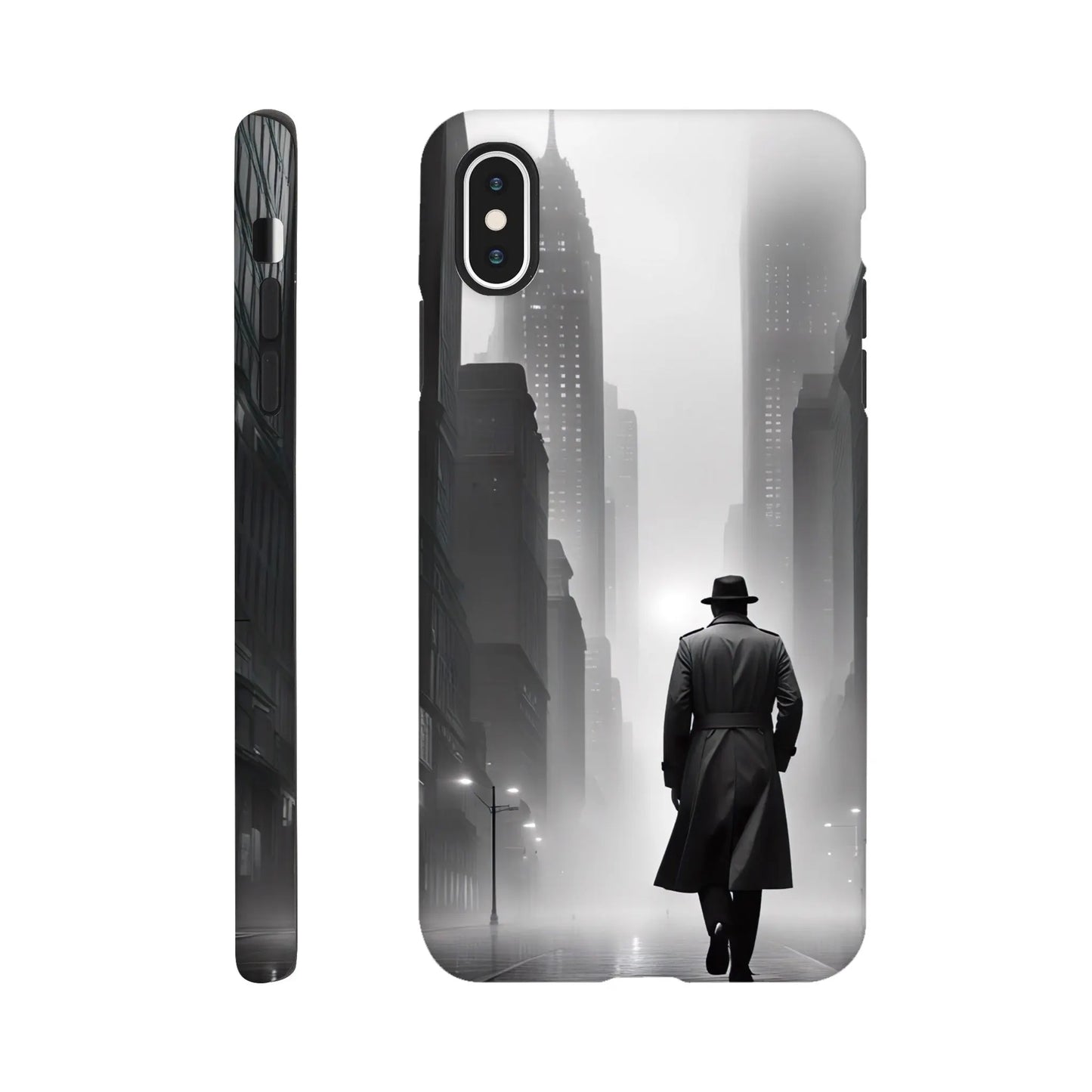 Smartphone-Hülle "Hart" - Stadtgänger - Schwarz-Weiß Stil, KI-Kunst RolConArt, Schwarz-Weiß, iPhone-XS-Max