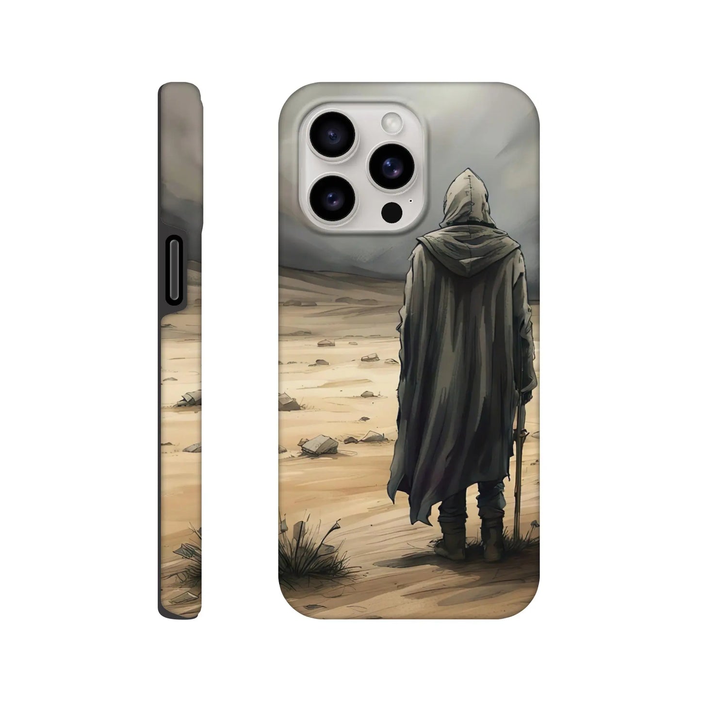 Smartphone-Hülle "Hart" - Wüstenwanderer - Malerischer Stil, KI-Kunst RolConArt, Malerischer Stil - Porträts, iPhone-15-Pro-Max