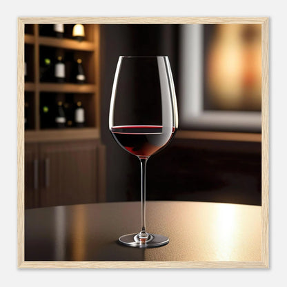 Gerahmtes Premium-Poster - Rotwein im Glas - Foto Stil, KI-Kunst - RolConArt, Kreative Vielfalt, 50x50-cm-20x20-Holzrahmen