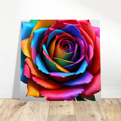 Aluminiumdruck - Bunte Rose - Foto Stil, KI-Kunst - RolConArt, Pflanzen, 