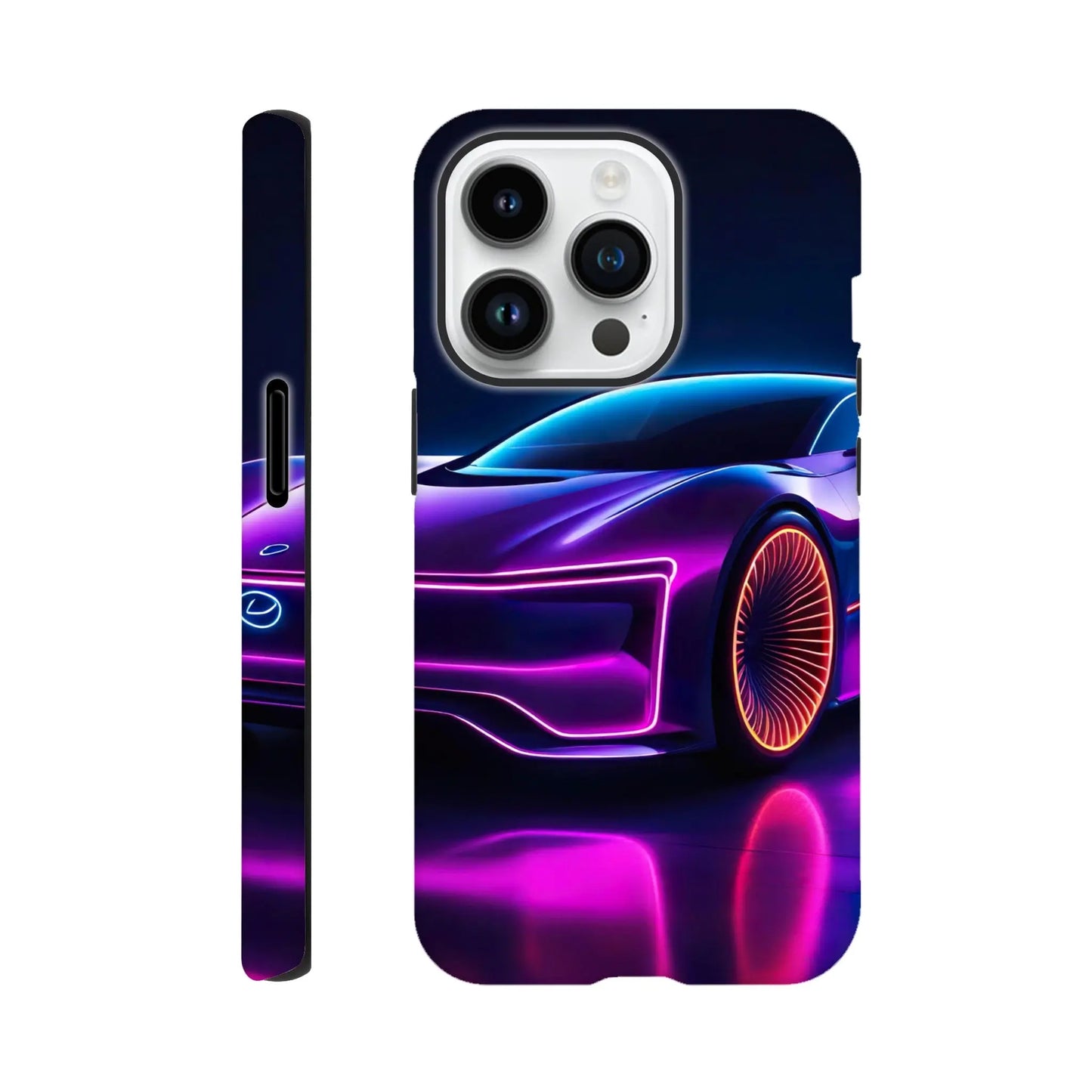 Smartphone-Hülle "Hart" - Futuristisches Auto - Neon Stil, KI-Kunst RolConArt, Neon, iPhone-14-Pro