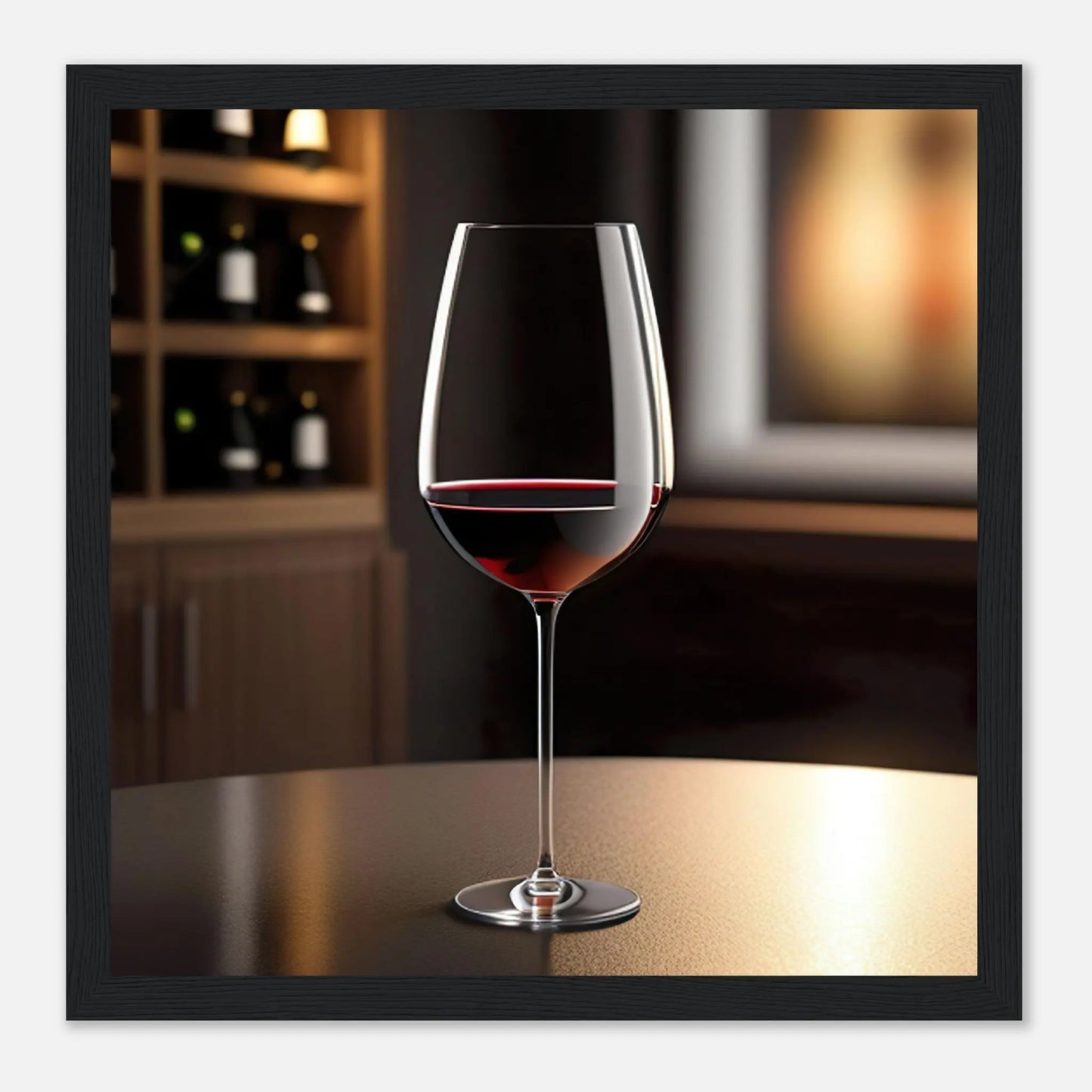 Gerahmtes Premium-Poster - Rotwein im Glas - Foto Stil, KI-Kunst - RolConArt, Kreative Vielfalt, 30x30-cm-12x12-Schwarzer-Rahmen