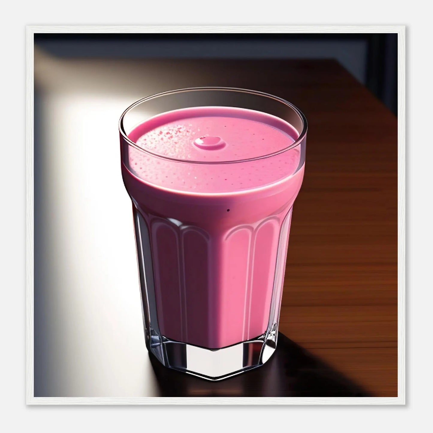 Gerahmtes Premium-Poster - Smoothie im Glas - Foto Stil, KI-Kunst - RolConArt, Kreative Vielfalt, 70x70-cm-28x28-Weißer-Rahmen