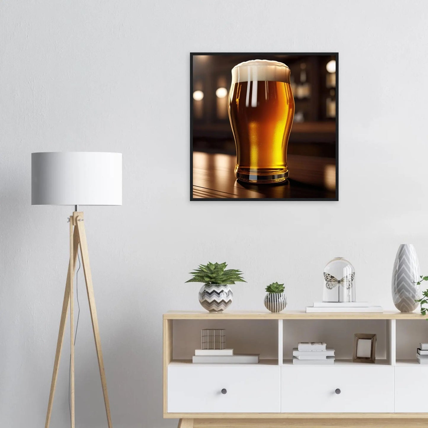 Gerahmtes Premium-Poster - Bier im Glas - Foto Stil, KI-Kunst - RolConArt, Kreative Vielfalt, 