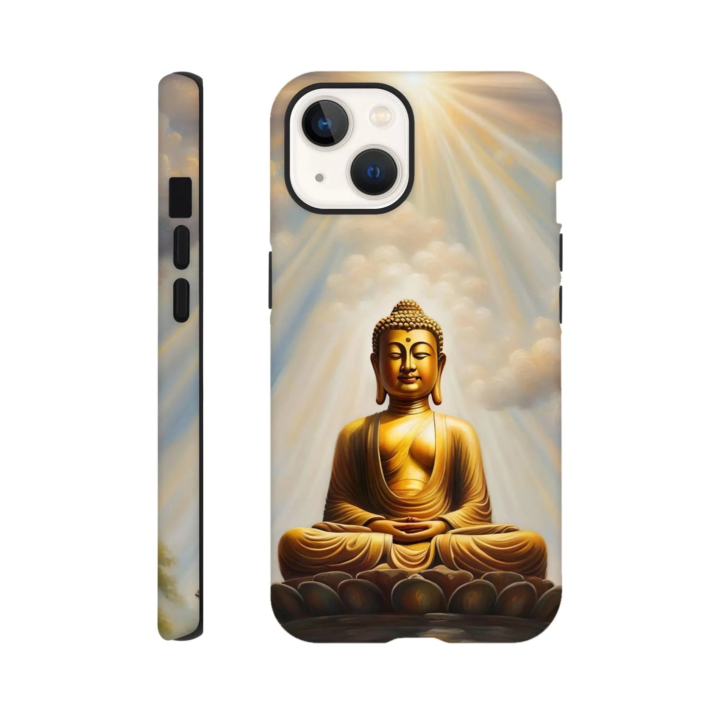 Smartphone-Hülle "Hart" - Buddha - Malerischer Stil, KI-Kunst RolConArt, Spirituelle Vielfalt, iPhone-13