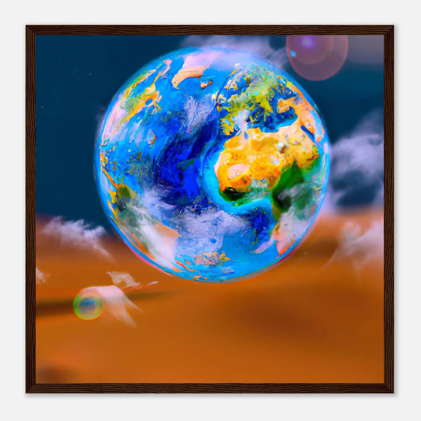 Gerahmtes Premium-Poster - Planet - Digitaler Stil, KI-Kunst - RolConArt, Sci-Fi, 50x50-cm-20x20-Dunkles-Holz