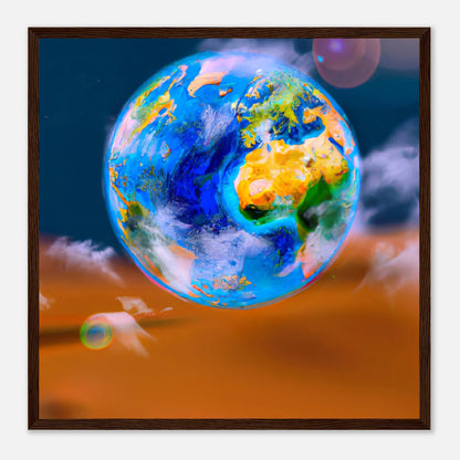 Gerahmtes Premium-Poster - Planet - Digitaler Stil, KI-Kunst - RolConArt, Sci-Fi, 50x50-cm-20x20-Dunkles-Holz