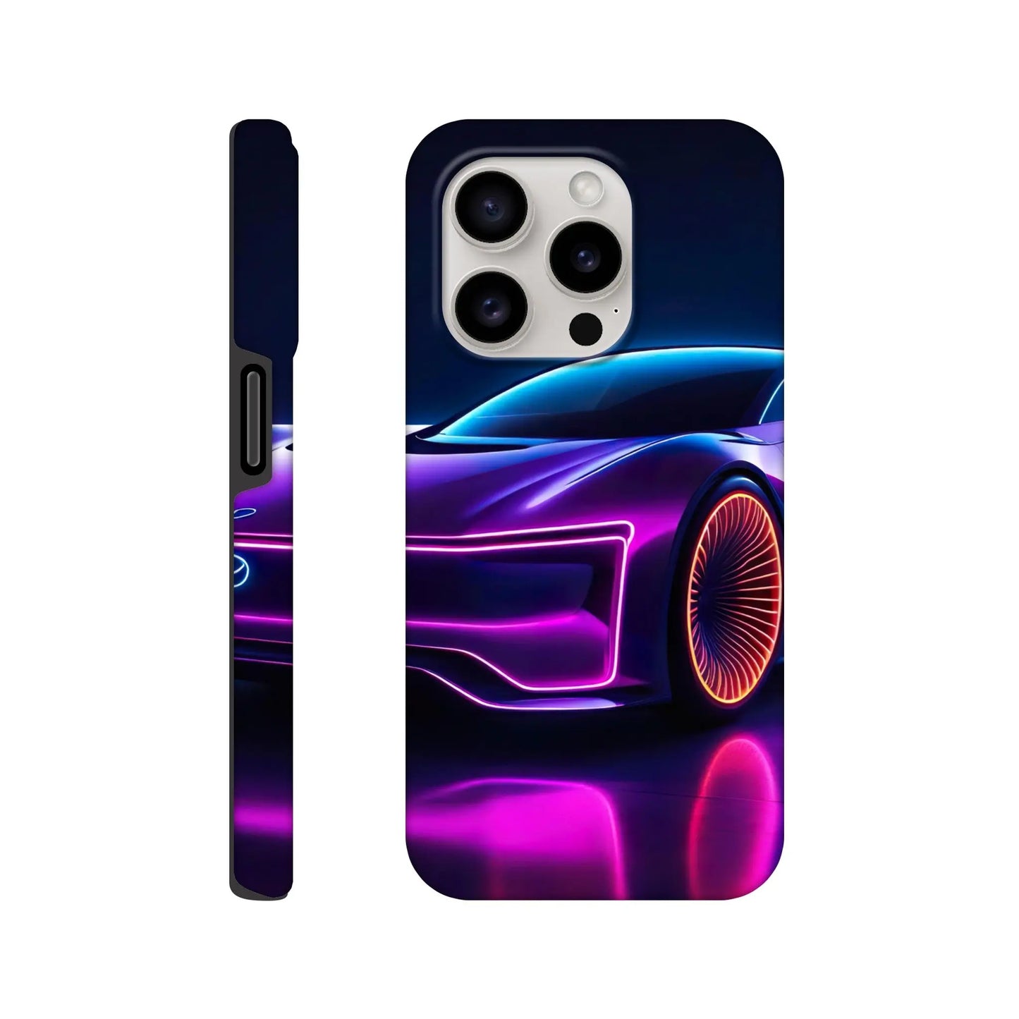 Smartphone-Hülle "Hart" - Futuristisches Auto - Neon Stil, KI-Kunst RolConArt, Neon, iPhone-15-Pro