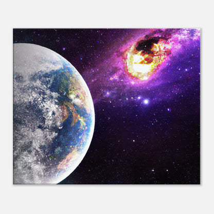 Leinwandbild - Planet und Komet im Weltraum - Digitaler Stil, KI-Kunst - RolConArt, Sci-Fi, 50x60-cm-20x24