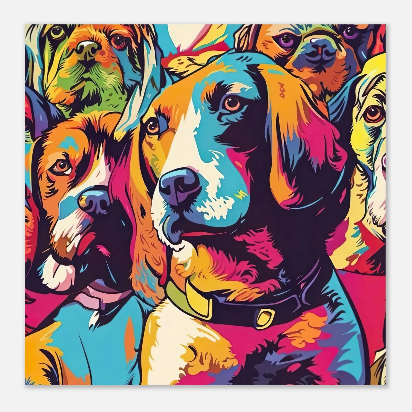 Aluminiumdruck - Hunde - Pop Art Stil, Tierporträt, KI-Kunst RolConArt