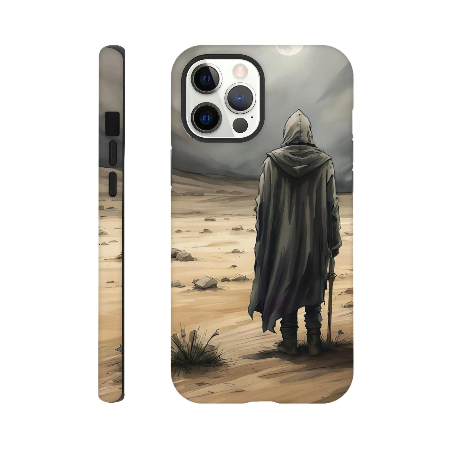 Smartphone-Hülle "Hart" - Wüstenwanderer - Malerischer Stil, KI-Kunst RolConArt, Malerischer Stil - Porträts, iPhone-12-Pro-Max