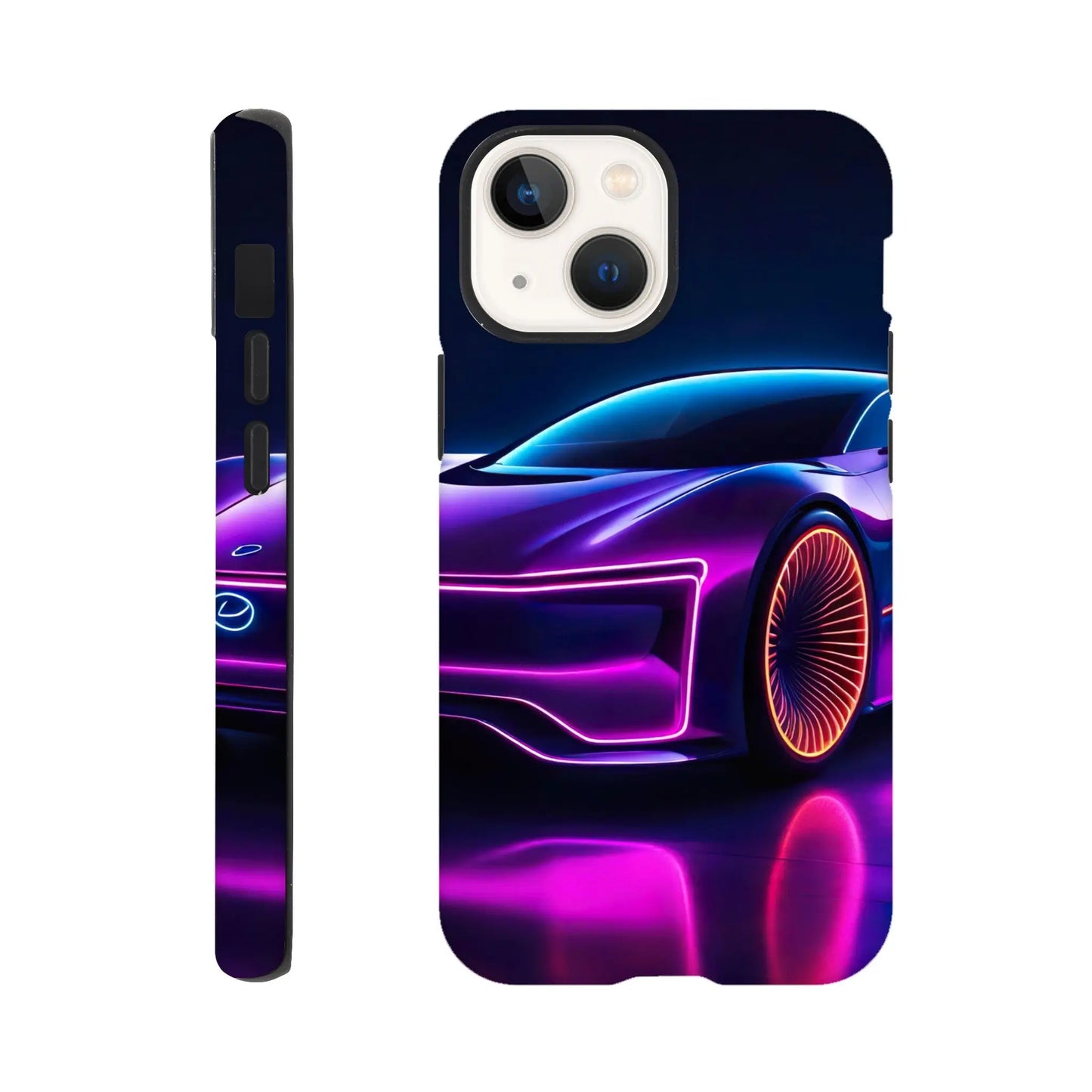 Smartphone-Hülle "Hart" - Futuristisches Auto - Neon Stil, KI-Kunst RolConArt, Neon, iPhone-13-Mini