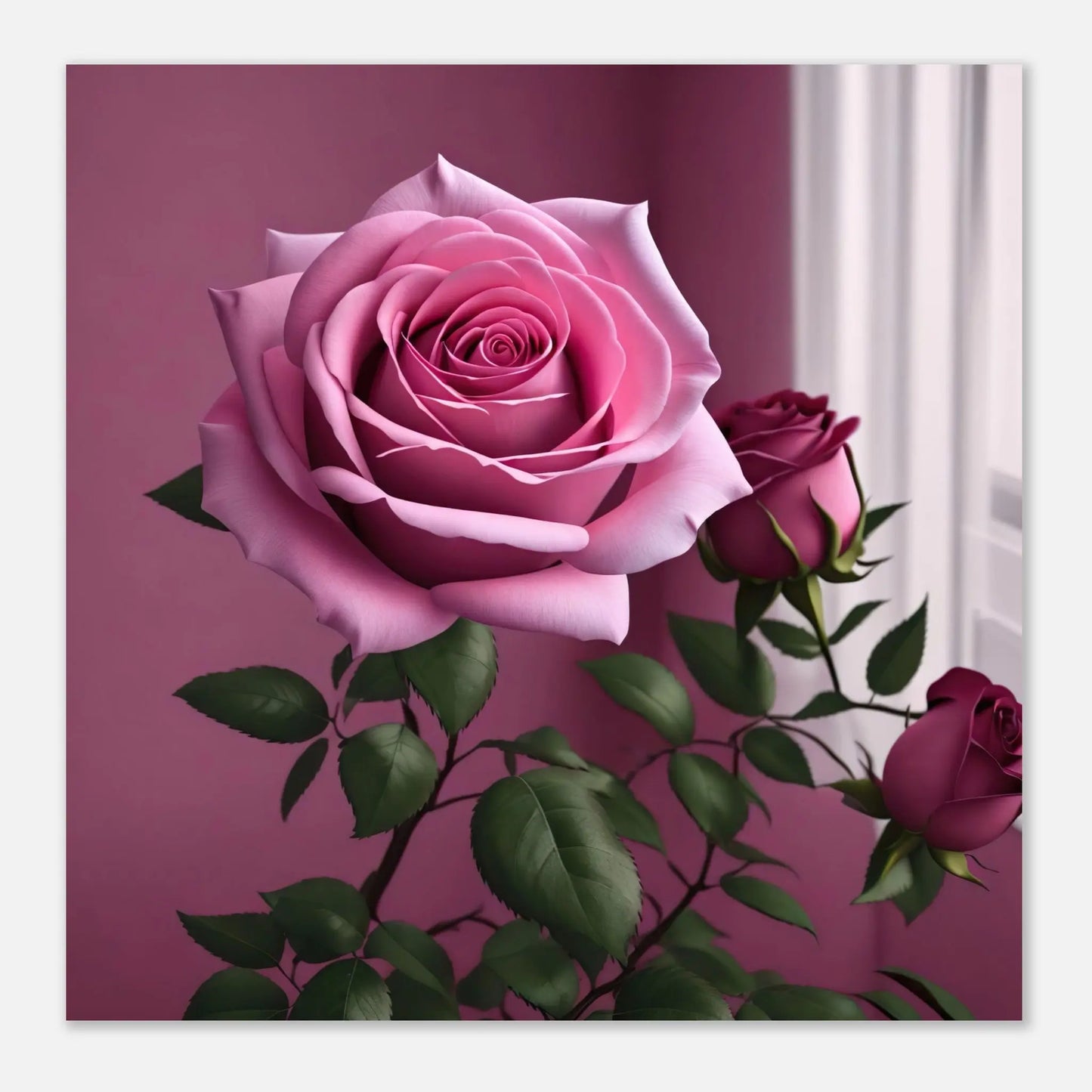 Aluminiumdruck - Rosa Rosen - Foto Stil, KI-Kunst - RolConArt, Pflanzen, 