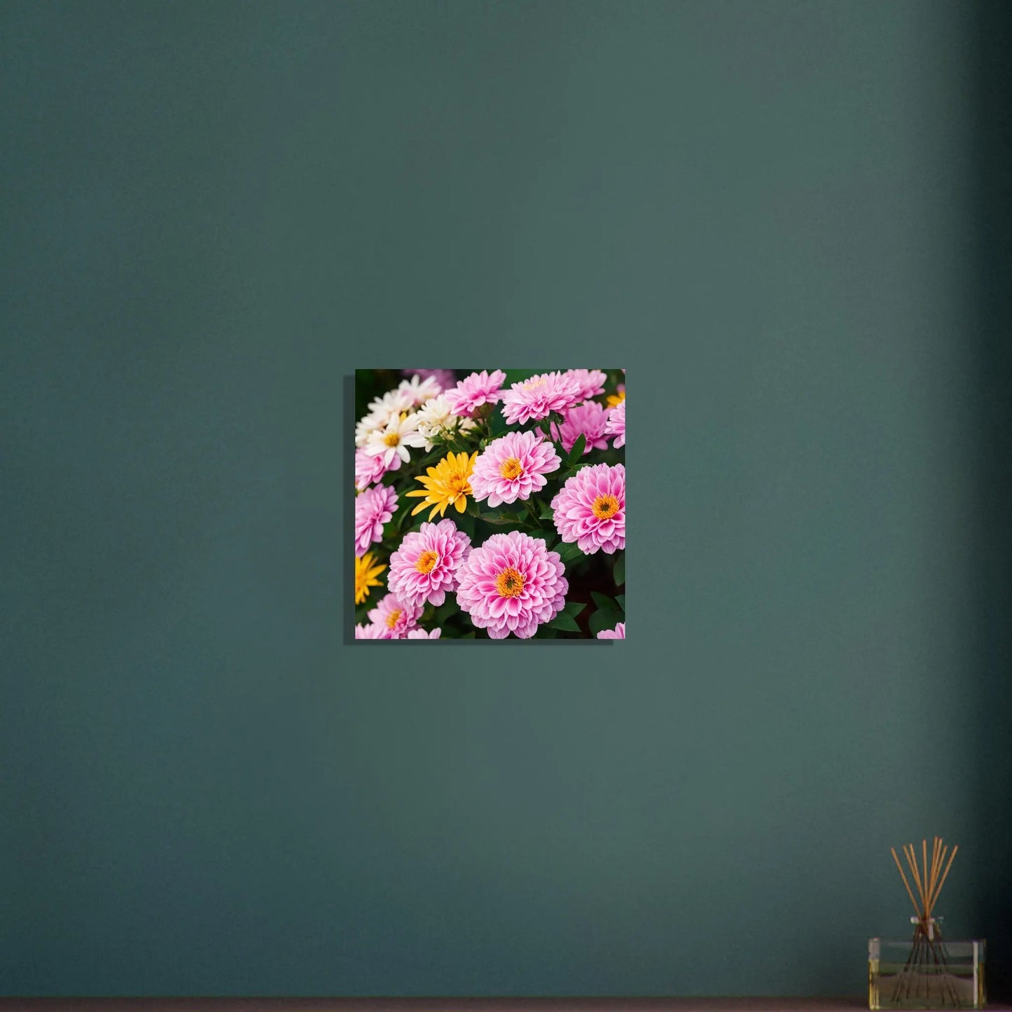 Aluminiumdruck - Dahlien Blumen - Foto Stil, KI-Kunst - RolConArt, Pflanzen, 40x40-cm-16x16