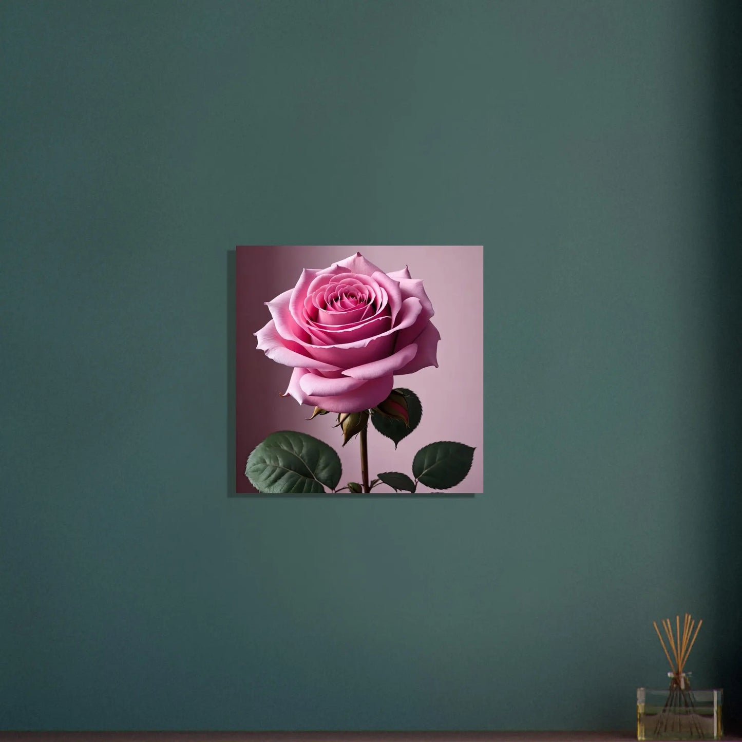 Aluminiumdruck - Rosa Rose - Foto Stil, KI-Kunst - RolConArt, Pflanzen, 50x50-cm-20x20