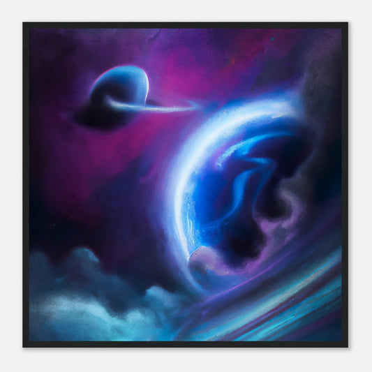 Gerahmtes Premium-Poster - Planet, Weltraum - Digitaler Stil, KI-Kunst - RolConArt, Sci-Fi, 70x70-cm-28x28-Schwarz
