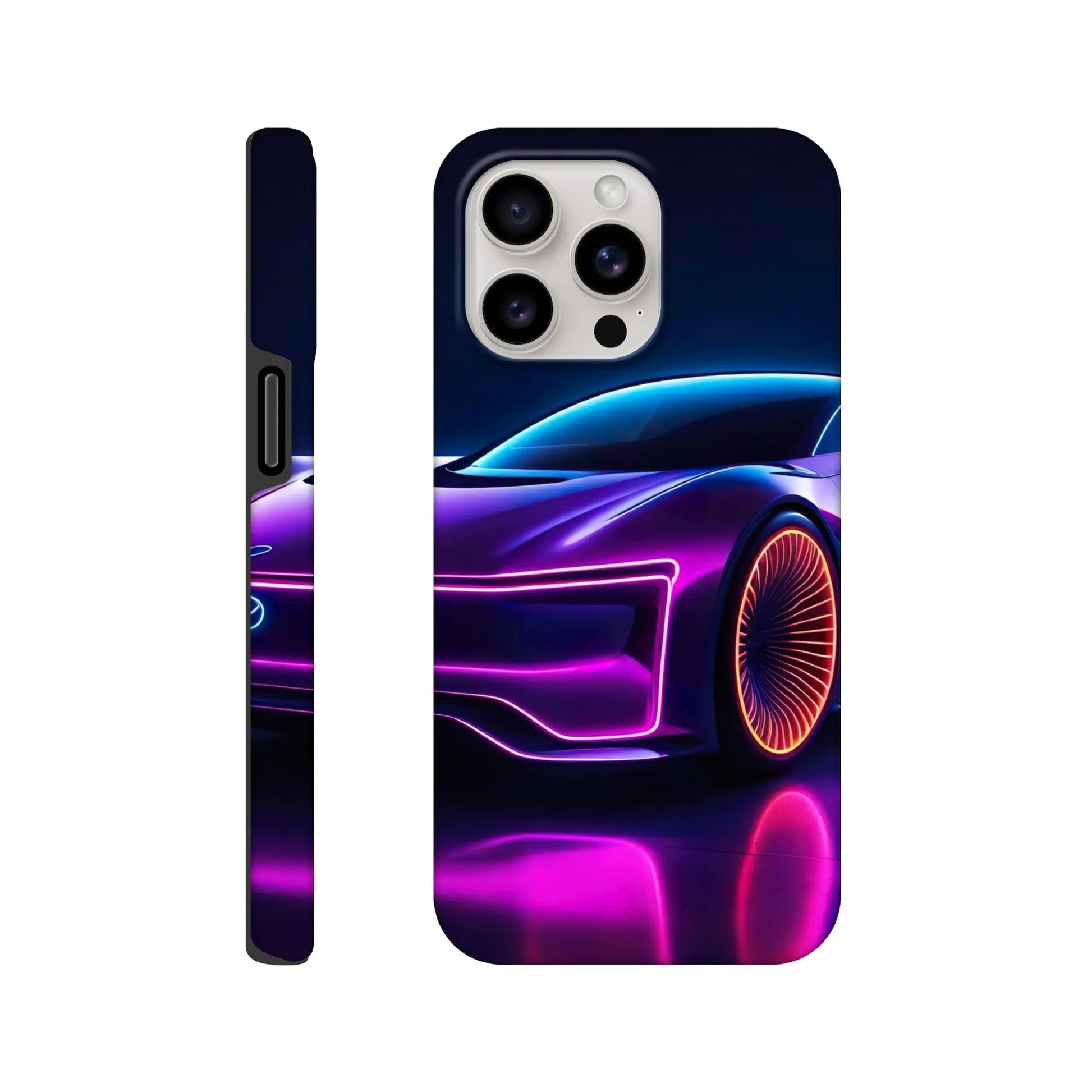 Smartphone-Hülle "Hart" - Futuristisches Auto - Neon Stil, KI-Kunst RolConArt, Neon, iPhone-15-Pro-Max