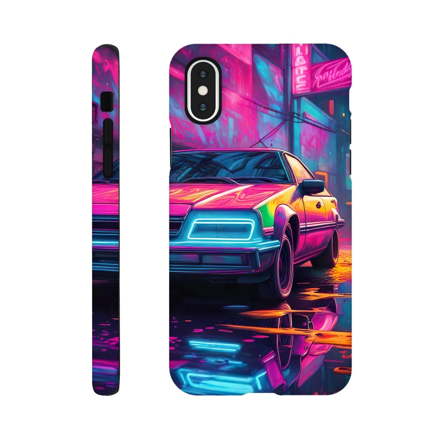 Smartphone-Hülle "Hart" - Retro Auto - Neon Stil, KI-Kunst RolConArt, Neon, iPhone-XS