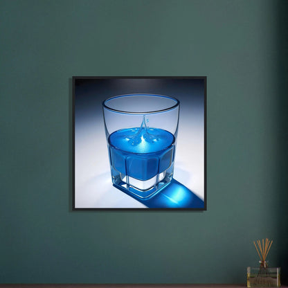 Gerahmtes Premium-Poster - Glas mit blauem Trank - Foto Stil, KI-Kunst - RolConArt, Kreative Vielfalt, 