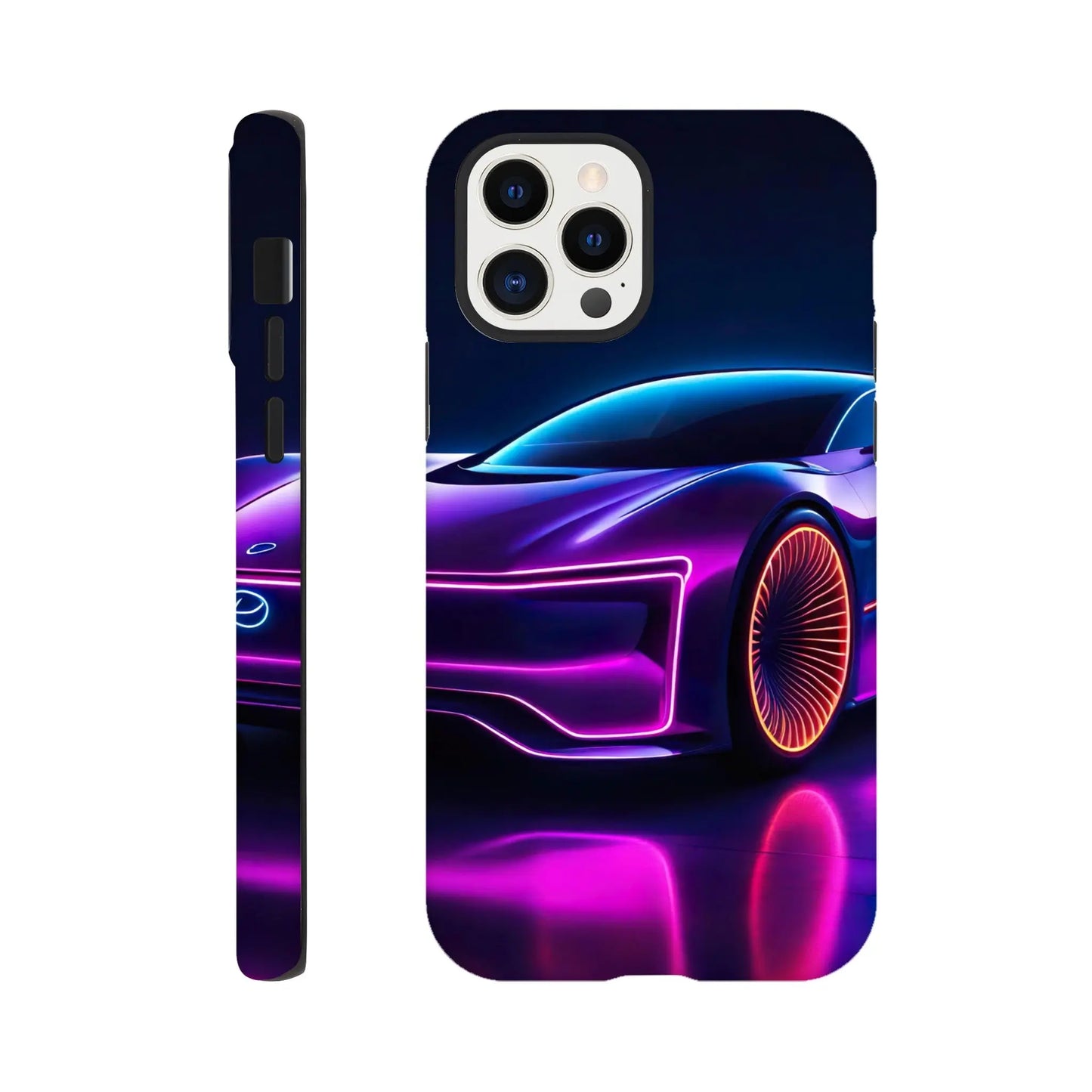 Smartphone-Hülle "Hart" - Futuristisches Auto - Neon Stil, KI-Kunst RolConArt, Neon, iPhone-12-Pro