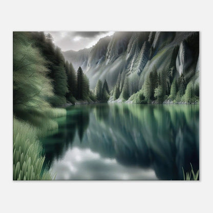 Leinwandbild - Landschaft mit See - Digitaler Stil, KI-Kunst - RolConArt, Landschaften, 60x75-cm-24x30