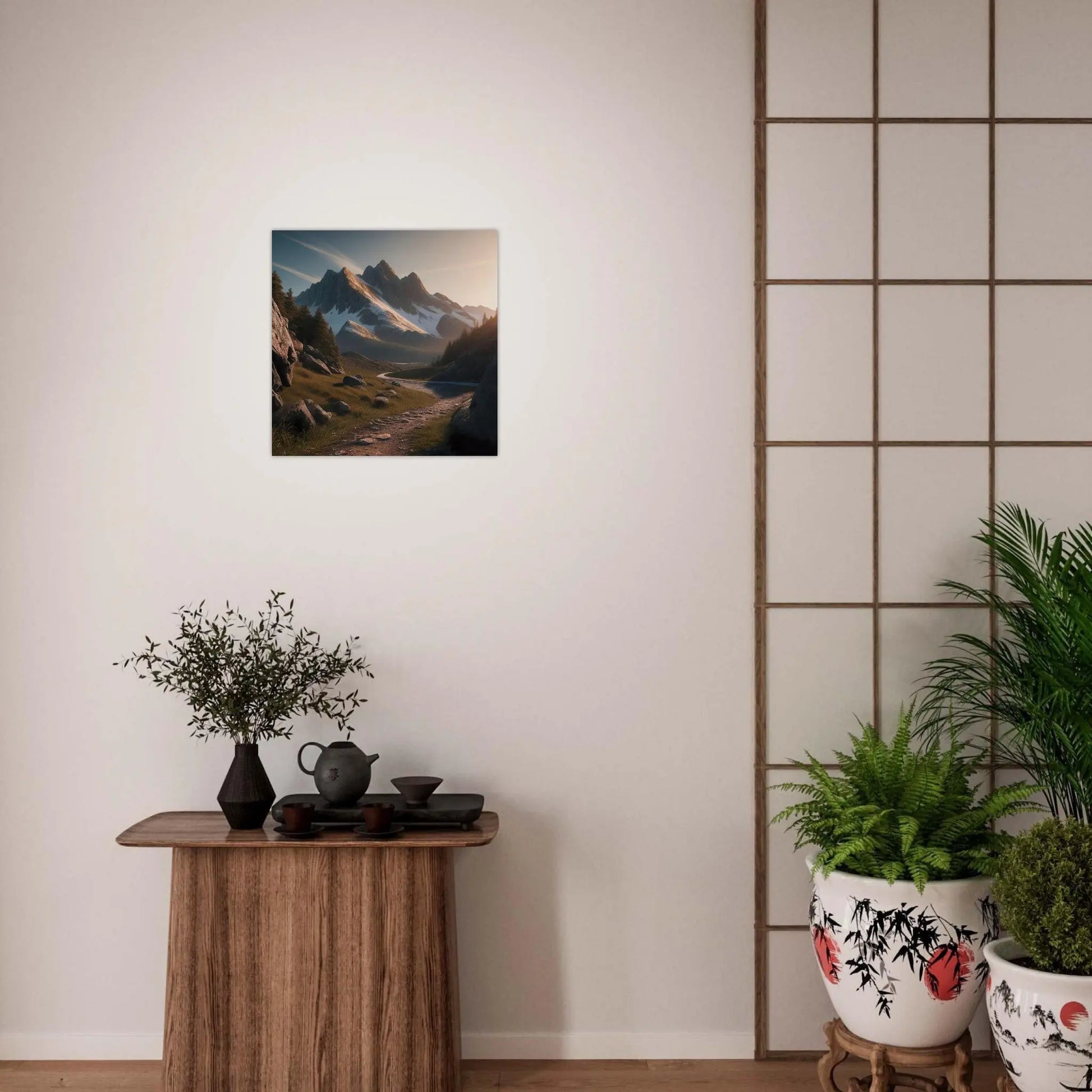 Moderner Forex-Druck - Berglandschaft - Foto Stil, KI-Kunst RolConArt