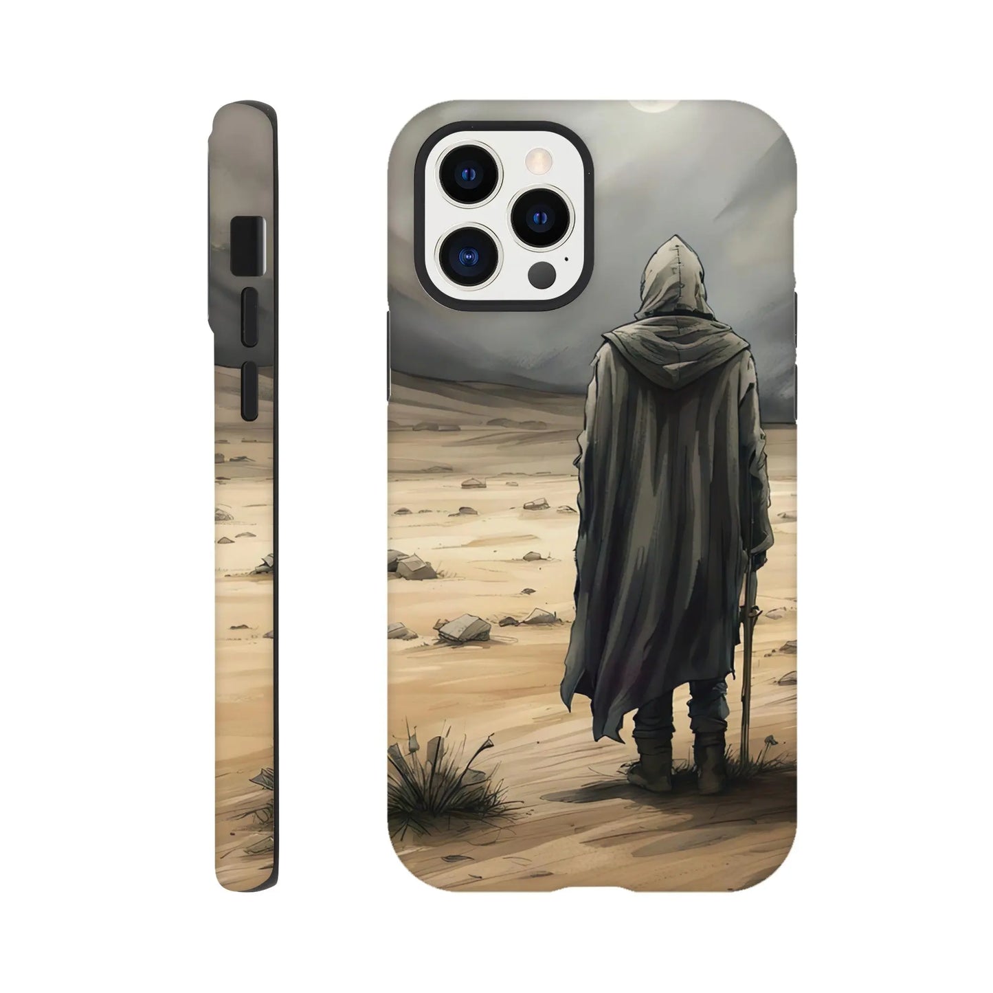 Smartphone-Hülle "Hart" - Wüstenwanderer - Malerischer Stil, KI-Kunst RolConArt, Malerischer Stil - Porträts, iPhone-12-Pro