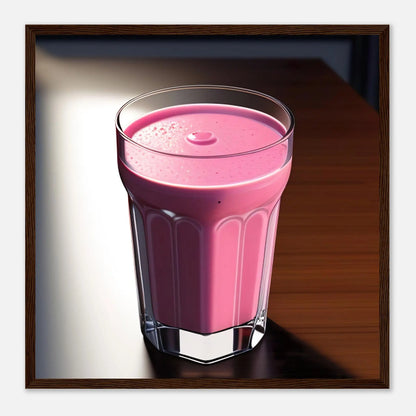 Gerahmtes Premium-Poster - Smoothie im Glas - Foto Stil, KI-Kunst - RolConArt, Kreative Vielfalt, 50x50-cm-20x20-Dunkler-Holzrahmen