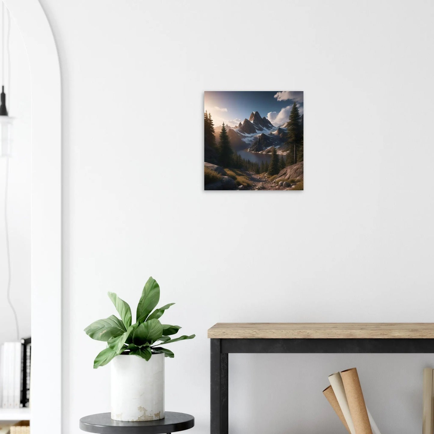 Moderner Forex-Druck - Berglandschaft - Foto Stil, KI-Kunst RolConArt