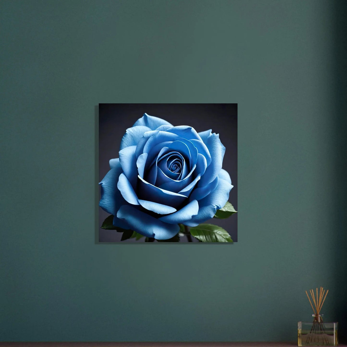 Aluminiumdruck - Blaue Rose - Foto Stil, KI-Kunst - RolConArt, Pflanzen, 60x60-cm-24x24