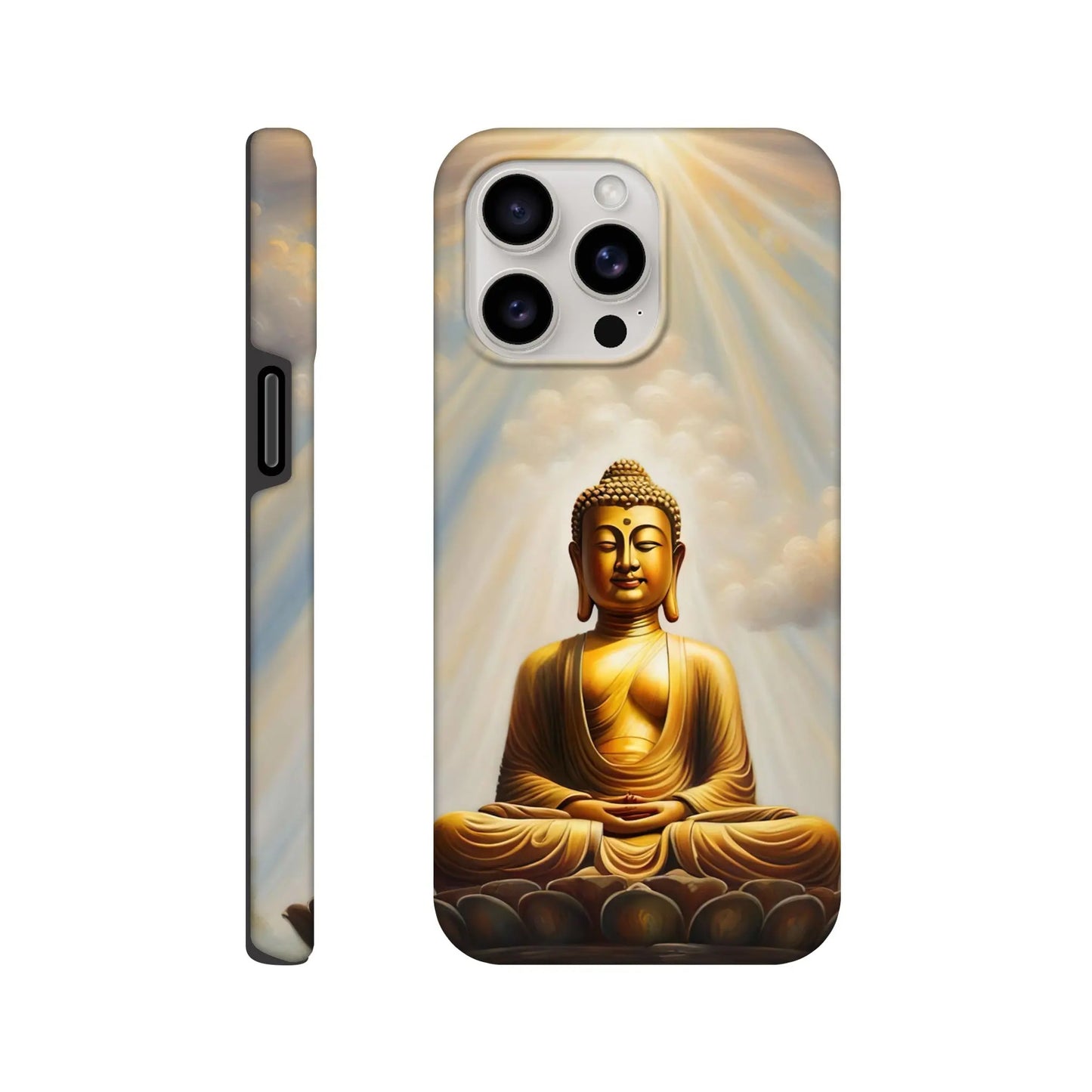 Smartphone-Hülle "Hart" - Buddha - Malerischer Stil, KI-Kunst RolConArt, Spirituelle Vielfalt, iPhone-15-Pro-Max