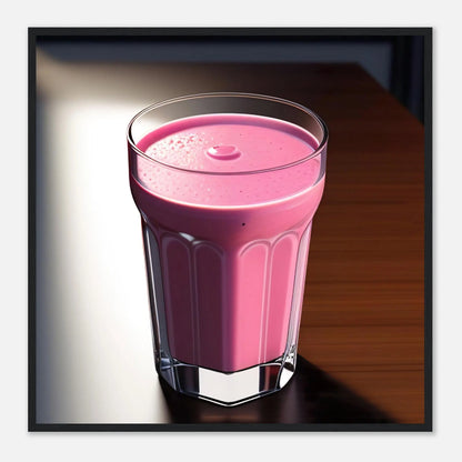 Gerahmtes Premium-Poster - Smoothie im Glas - Foto Stil, KI-Kunst - RolConArt, Kreative Vielfalt, 70x70-cm-28x28-Schwarzer-Rahmen