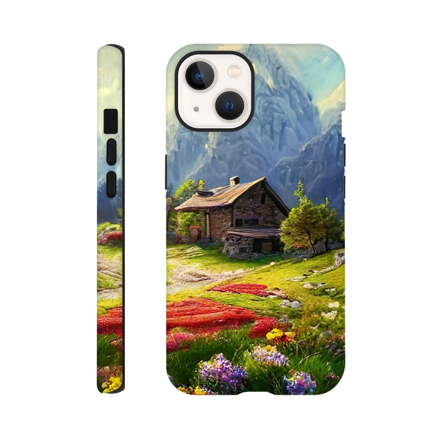 Smartphone-Hülle "Hart" - Berglandschaft - Malerischer Stil, KI-Kunst RolConArt, Landschaften, iPhone-13