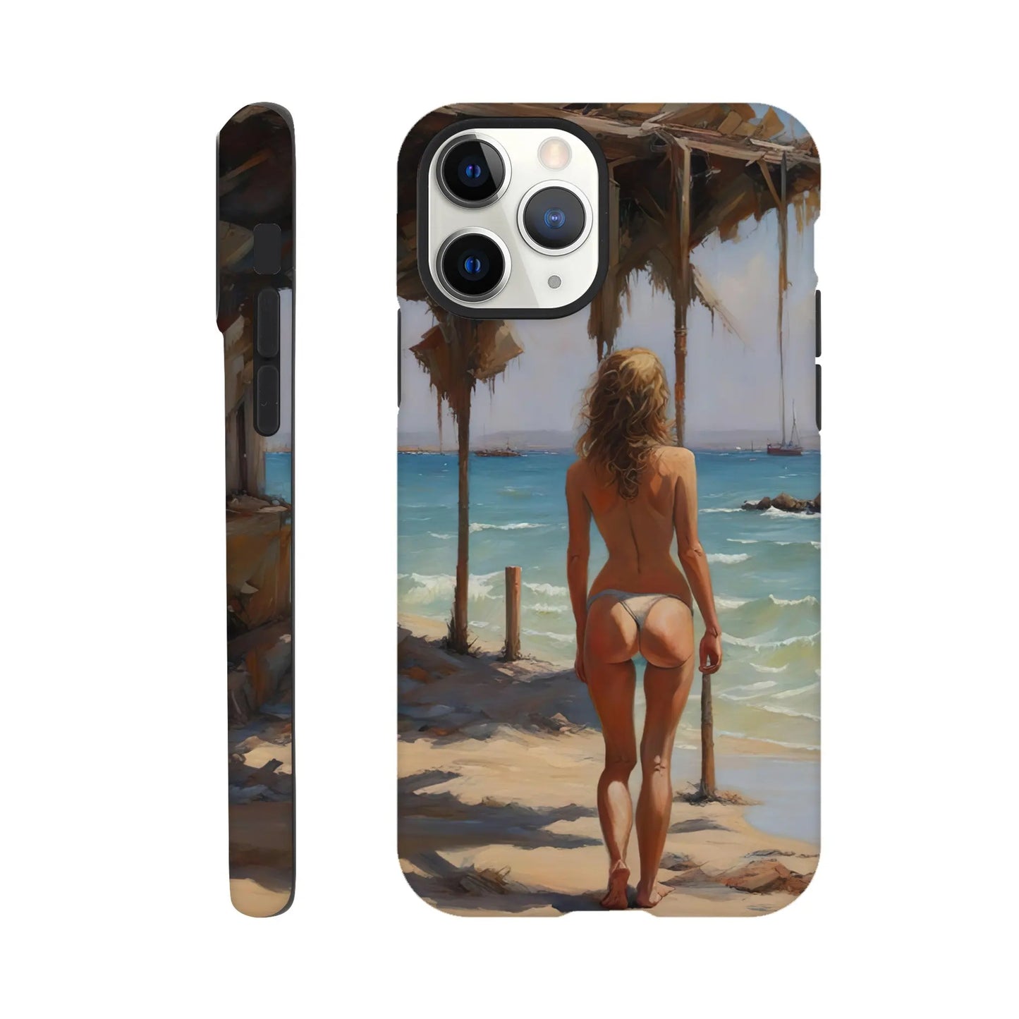 Smartphone-Hülle "Hart" - Frau am Strand - Malerischer Stil, KI-Kunst RolConArt, Malerischer Stil - Porträts, iPhone-11-Pro