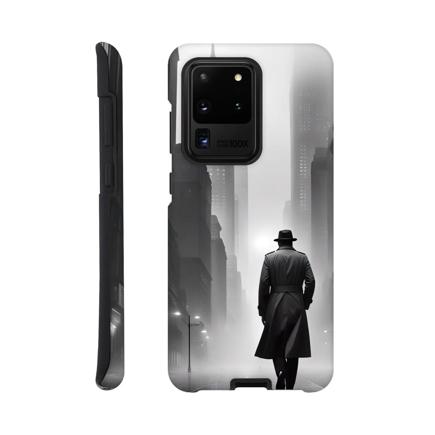 Smartphone-Hülle "Hart" - Stadtgänger - Schwarz-Weiß Stil, KI-Kunst RolConArt, Schwarz-Weiß, Galaxy-S20-Ultra