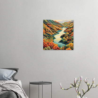 Leinwandbild - Landschaft mit See - Malerischer Stil, KI-Kunst - RolConArt, Landschaften, 