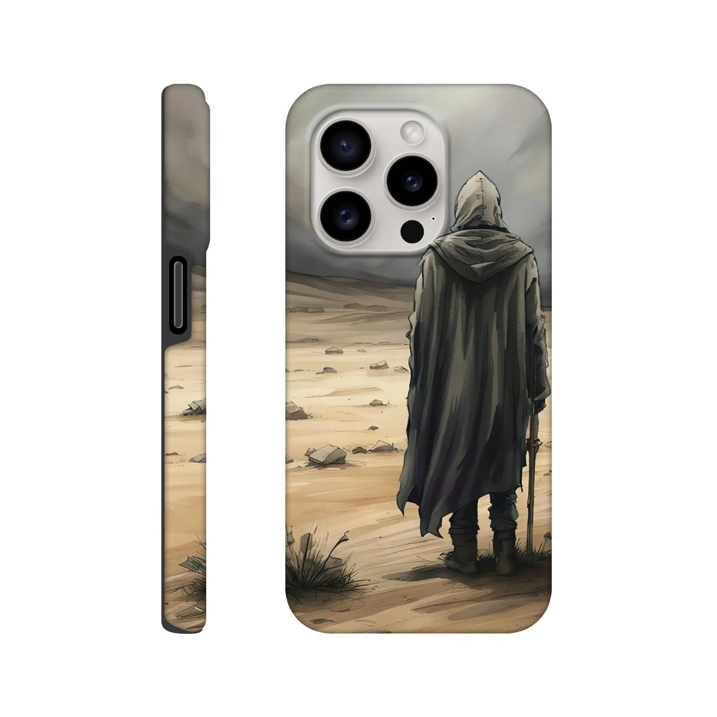 Smartphone-Hülle "Hart" - Wüstenwanderer - Malerischer Stil, KI-Kunst RolConArt, Malerischer Stil - Porträts, iPhone-15-Pro