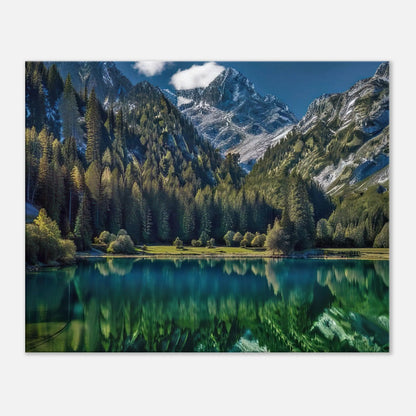 Leinwandbild - Berglandschaft mit See - Foto Stil, KI-Kunst - RolConArt, Landschaften, 60x75-cm-24x30