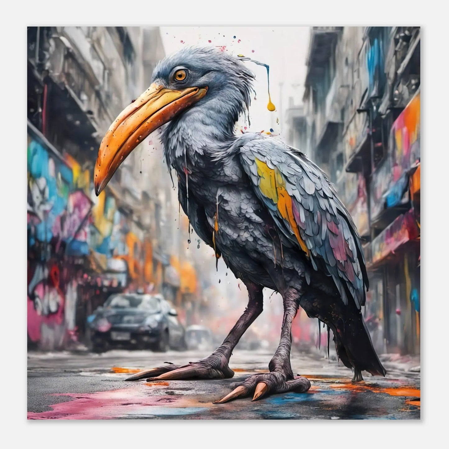 Aluminiumdruck - Fantasie Vogel - Splash Art Stil, KI-Kunst RolConArt